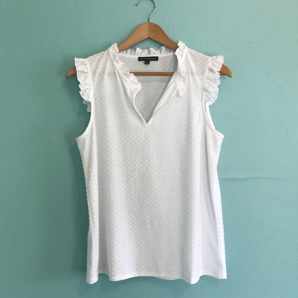 Adrianna Papell ruffled polka dot sleeveless top